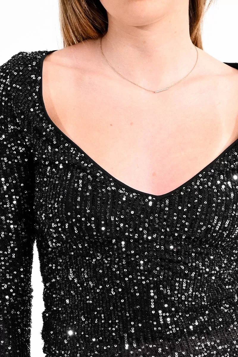 Chandail en sequin noir - MOLLY BRACKEN XS - ELS112BBN - Molly Bracken
